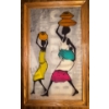 Image 2 : Two Pieces of African Abstract Figures Dancing Folk Art w/wood frame