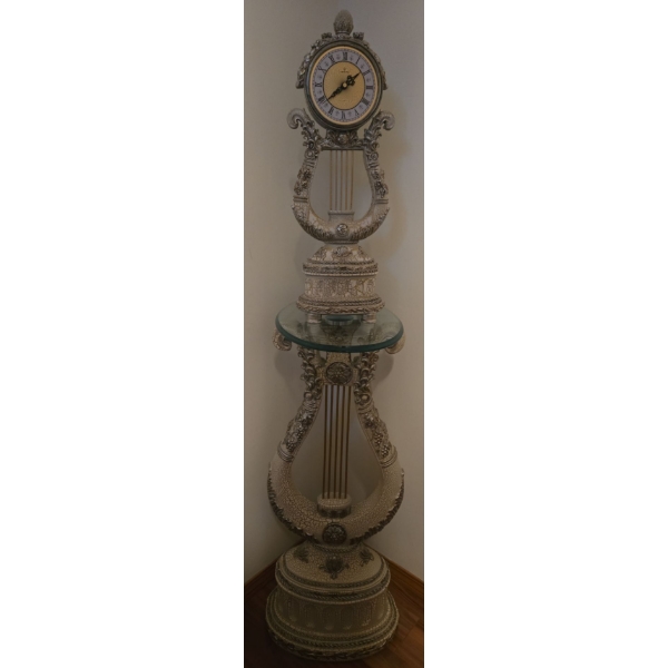 Lisheng Quartz Clock & Pedestal - Clock Has Damage - Pillar Excellent Heavy 54T
