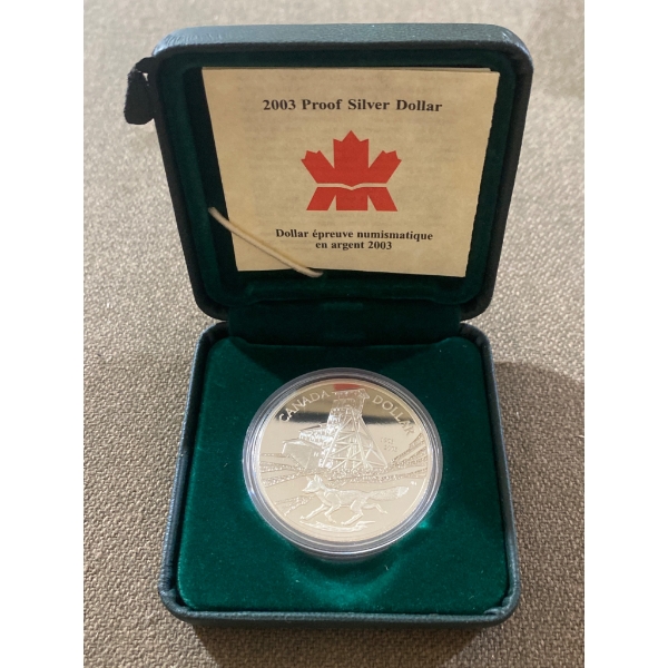 2003 Canada Proof Silver Dollar in Display Case with Certificate