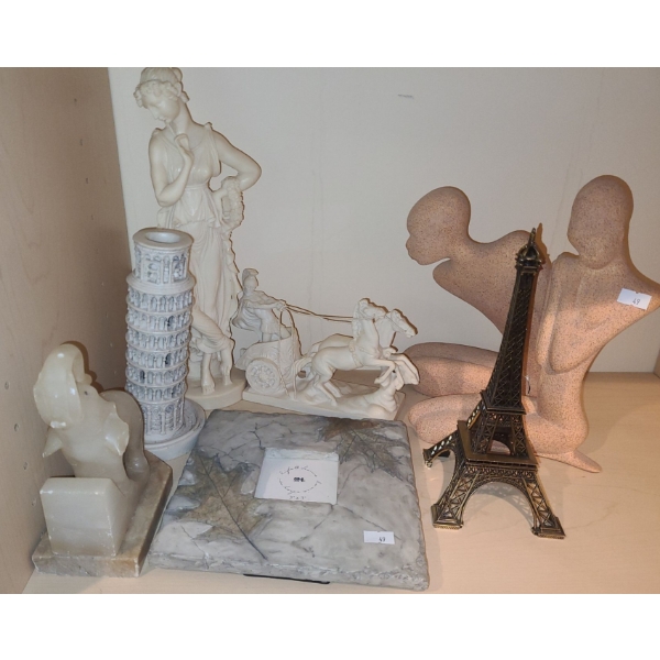 Resin Female Statue 14 T, Mini Eifel Tower, Marble Elephant Bookend and More!