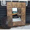 Image 1 : Copper Toned Metal Framed Mirror ( 65"W x 50"H) and Metal Swirl Wall Art (31"H)