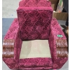 Image 2 : Vintage Wooden Framed Red Upholstered Chair