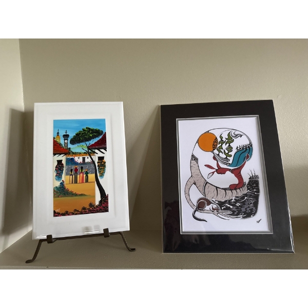 Painted Tile By Memo  w/ Indigenous Art Print By Nadjiwan