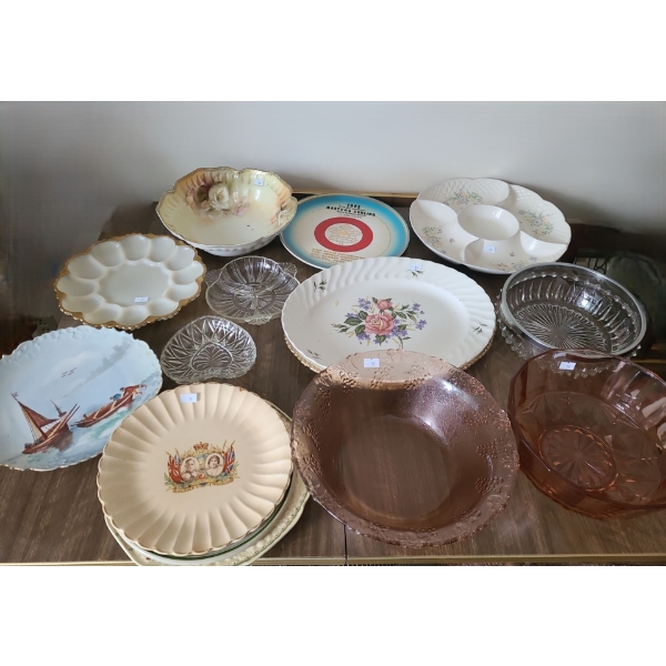 Variety of Serving Plates, Largest Floral Plate: 14 W, 11 D