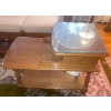 Image 1 : Vintage MCM Solid Wood Two-Tier Telephone Table w/Protective Glass Top 28"x 18"x 25"tall