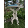 Image 4 : White Painted Side Table with Silver-Coloured Bowl and Blue Hand Mirror