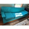 Image 1 : Vintage Retro Teal Couch & Chair D30" W34" H26" In Great Condition Solid Wood Frame l86" H30" D31"