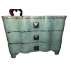 Image 1 : Blue Distressed Three-Drawer Wave Front Chest