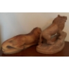 Image 2 : Decorative Animal Figurines 14L - Hand Carved Wood w/ Jeweled Ceramic 