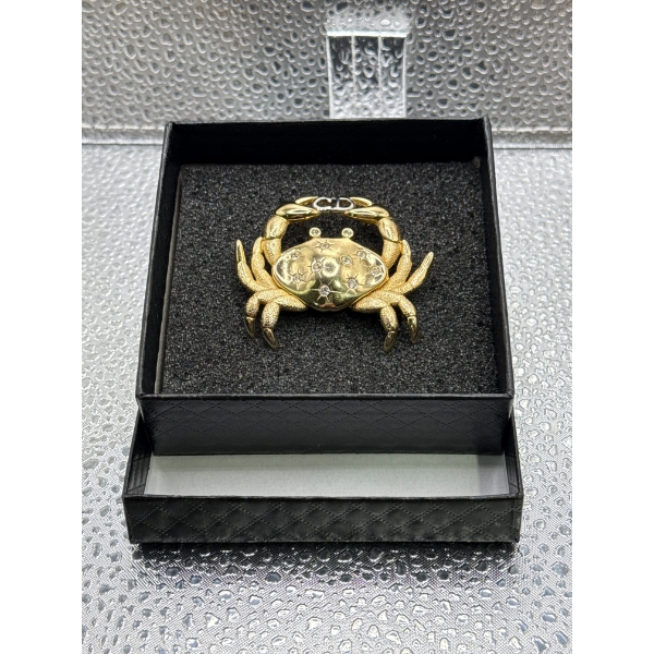 Christian Dior Crab Broach, Gold Plated with Swarovski Crystals