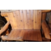 Image 1 : - Sturdy Wooden Log Bench w/ Wheel Accents 58 W, 29 D, 33 T