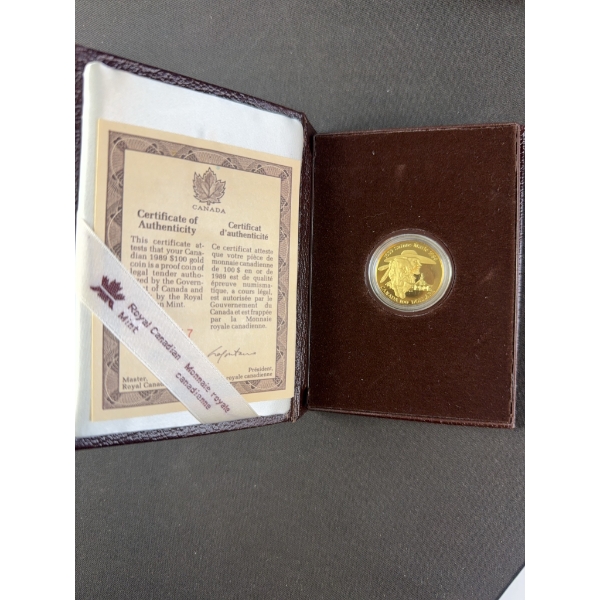 1989 Canada $100 Gold Coin W/ COA