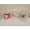 Image 1 : Three Ceramic Beer Steins with Brewery Branding and Gold Accents