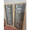 Image 3 : Hand Carved Teak Elephant Stacks 22T w/ Twin Grey Scale Art Prints