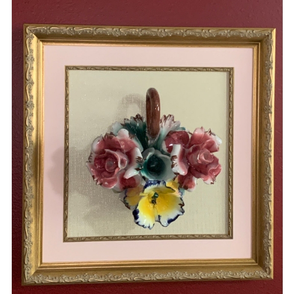 Antique 3D Ceramic Floral Art 13x13