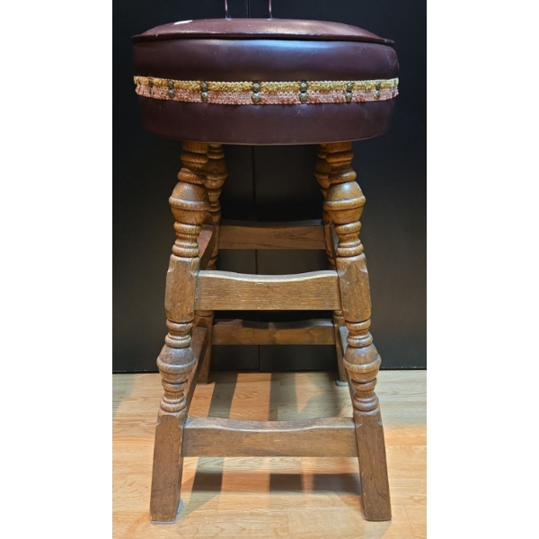 Lovely Wooden & Leather Stool  - 15W, 30T 
