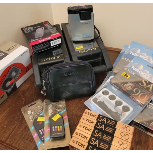 SONY Walkman w/ NEW SONY Accessories Cassette Tapes & More
