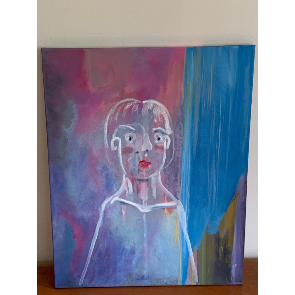Lauri Ansell Ghost With Lips Oil On Board  16 x 20