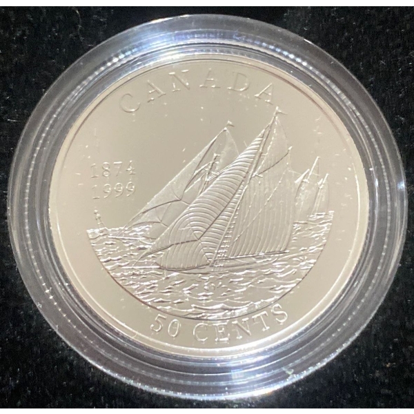 1999 Canada 50-Cent "First International Yacht Race" Sterling Silver Coin 92.5% Silver 9.3 Grams