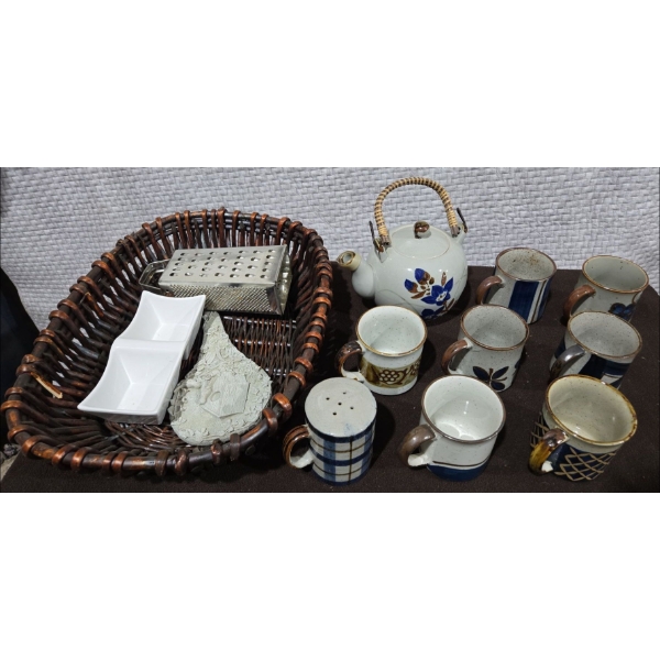 Stoneware Tea pot + Cups Hand Crafted Otrgirl Original Japan + More