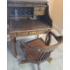 Secretary Style Wooden Desk 32 W, 24 D, 42.5 T and Chair on Casters 23.5 W, 19 D, 34 T 