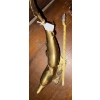 Image 2 : Mid Century Modern Nautical Themed Solid Brass Pair Of Leaping Dolphins Statue  12'tall