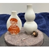 Image 3 : Porcelain Snuff Bottles (one with spoon, one missing lid) 2.25H & 3H