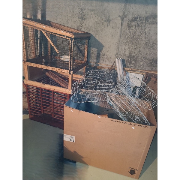 Bird Cages: 27 W, 29 D, 33 T, Wooden Rung 28 W, 21 D, 25.5 T, Wire- Largest: 20 W, 15 D, 10 T 