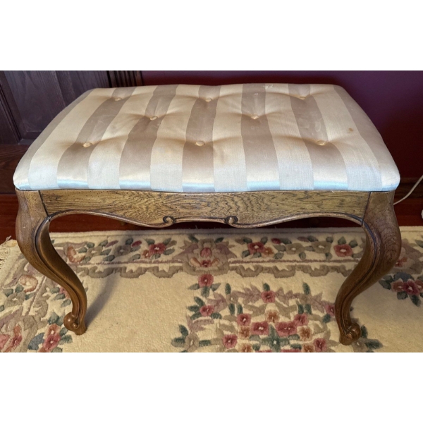Art Nouveau Style Lovely Fabric & Wooden Bench -  26W, 17D