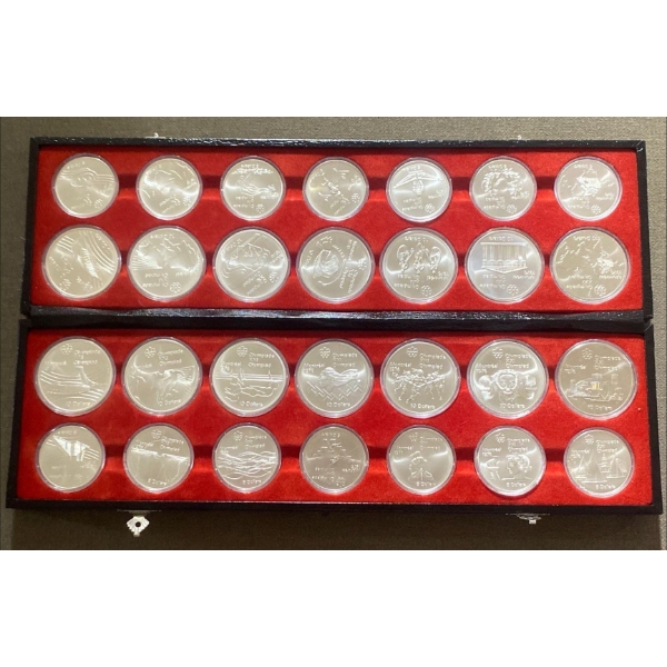 1976 Montreal Olympics 28 Coin Set 92.5% Silver 30 Troy Ounces
