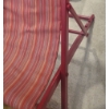 Image 2 : Folding Striped Red Sling Back Adjustable Chair & Large Hawkeye Basket. Chair 22 w 37 d 41 h