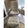 Chairworks Modern Chrome And Cream Leather Chair With Footrest 