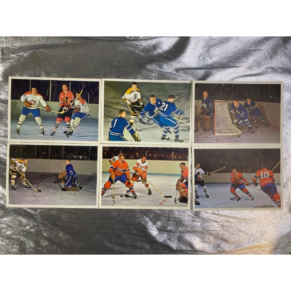 6 Vintage Hockey Postcards Featuring NHL Game Scenes
