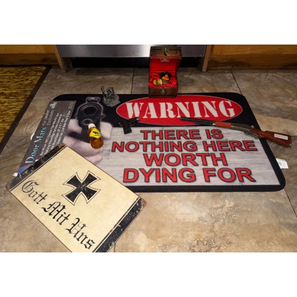 "There Is Nothing Here Worth Dying For" Rug w/ Gun Lighters Ducky Didler Bath Toy & More