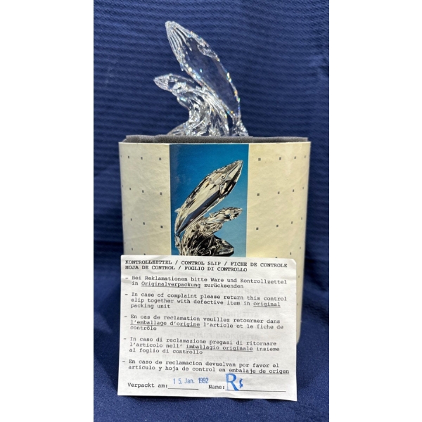 1992 Swarovski Crystal  Care for Me  Whales 3.5H with Original Box