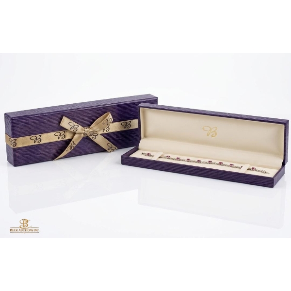 Sterling Silver 925 Tennis Bracelet , Oval-Cut Rubies And Diamond Accent, 5.24g