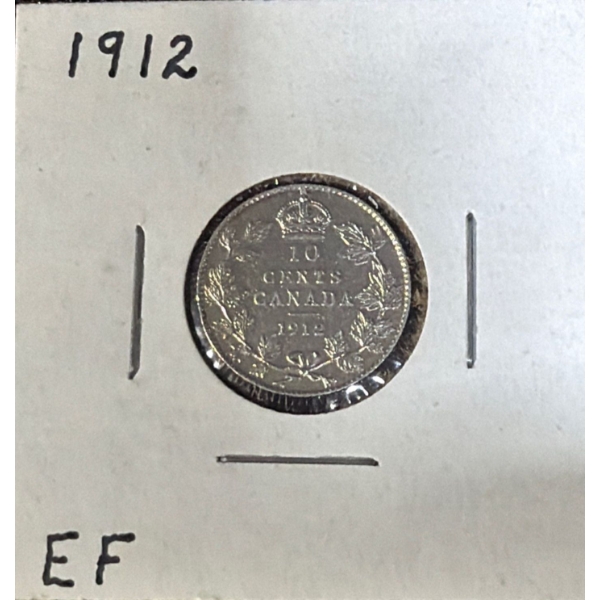 1912 EF Canadian Dime 92.5% Silver