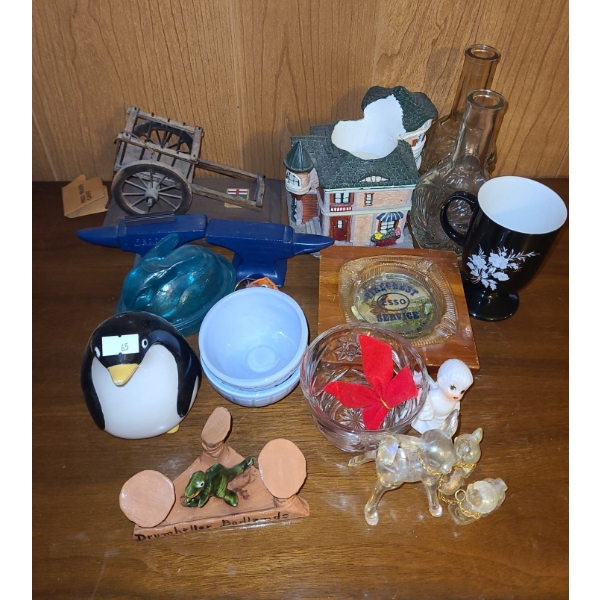 Household Decor Including: Glass Vases 7.5 T, Glass Bunny Dish and More!