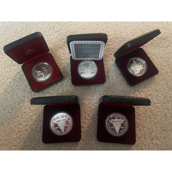 RCM Proof Uncirculated Coin Collection - 1982 Regina Silver Doller 2007 Fine Silver Canadian Dollar 