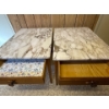 Image 4 : Pair of Marble Top Wood Tables (One Top Needs to be Glued Back On) - 27W, 21D, 22T 