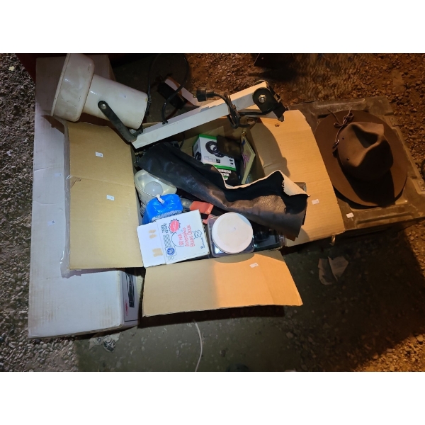 Shop Light, Car Ramps, Metal Box w/ Casters 16 W, 18.5 D, 10 T, Assorted Garage Items 