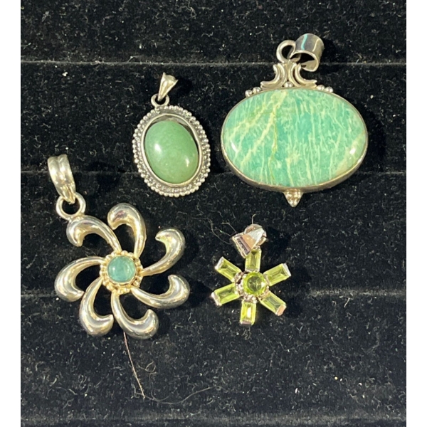 Collection of Green/Blue Stone Pendants 