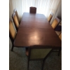 Image 1 : Dining Table 95 W, 46 D, 28 T  Includes: 2 Arm Chairs 22 W, 20 D, 38 T and 6 Side 19 W, 19 D, 38 T