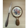 Image 3 : Vintage Grooming Set with Embroidered Mirror, Steel Letter Opener, and Decorative Combs