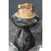 Image 2 : Vintage Lighters- Black Tabletop Lighter: 5 T and Two Glass Dishes 5" Diameter, Armillary Sphere 2 T