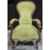 Antique Art Nouveau Bent Oak / Velvet Ornate Carved Moss Chair on Wheels - 26W, 34D, 40T