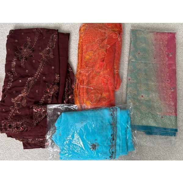 Vintage Indian Scarf Collection - Sari Swatches - Embroidery 