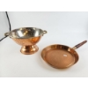 Image 2 : Copper And Brass Kitchenware Set Includes A Footed Colander 10''W And A Hammered Skillet 9''W & 6''H