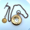 Image 6 : 18K 117.9g Victorian Enamel Pocket Watch Hunter Case with 27.8 9K Chain & 8.64g Coin Fob 