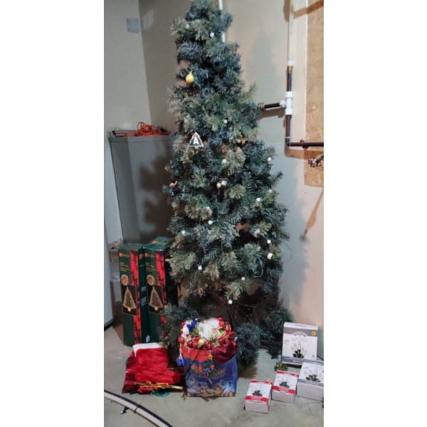 Christmas Staples - 7 ft Faux Tree - Big Bag Of Ornaments - 2 of The Mini Fiberoptik Type & More